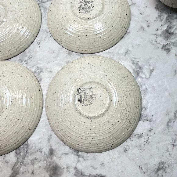 Churchill Homespun Cups and Saucers Set of 4 Speckled Brown Coffee Mugs MCM - Picture 7 of 11